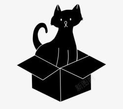 盒子里的小猫盒子里的猫小猫包裹图标高清图片