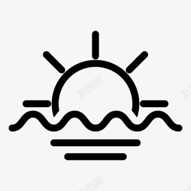 日落海滩黄昏图标图标