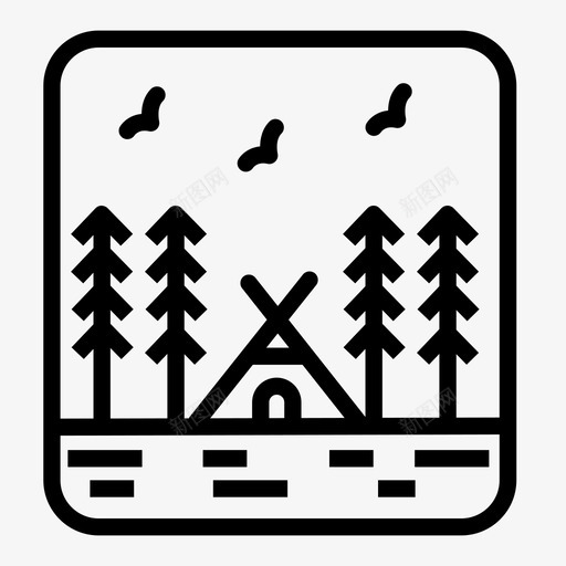 露营自然河流图标svg_新图网 https://ixintu.com 帐篷 树木 河流 自然 自然图标版本2 露营