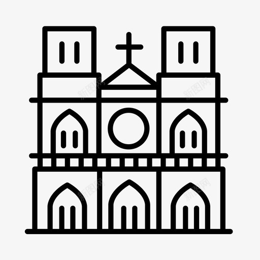 圣母院欧洲观光图标svg_新图网 https://ixintu.com 圣母院 度假 旅游 欧洲 观光