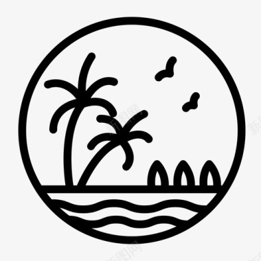 自然海滩棕榈树图标图标