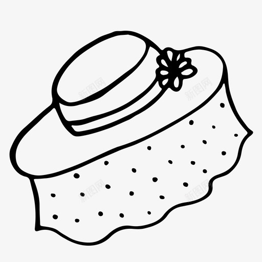 帽子有面纱美容太阳帽图标svg_新图网 https://ixintu.com 为妇女 太阳帽 妇女服装 妇女配件 帽子有面纱 美容