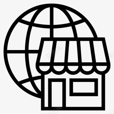 网上商店全球业务国际业务图标图标