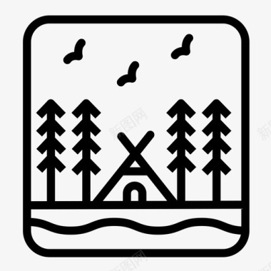 露营自然河流图标图标