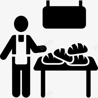 面包店小贩食品市场和商店图标图标