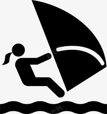 风帆风帆冲浪运动员和运动图标图标