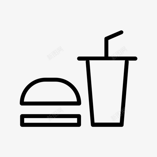 快餐饮料汉堡图标svg_新图网 https://ixintu.com 冷饮 快餐 汉堡 简单的线图标 饮料