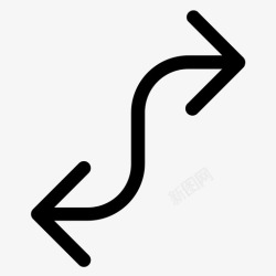 路径曲线双面箭头回路曲线图标高清图片