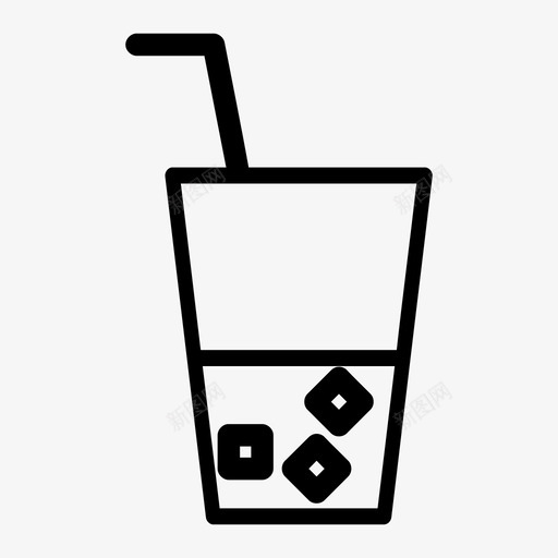 玻璃饮料冰块图标svg_新图网 https://ixintu.com 冰块 吸管 水 液体 玻璃 饮料
