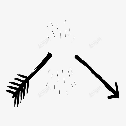 断箭头弓手绘图标svg_新图网 https://ixintu.com 弓 手绘 手绘图标 断箭头