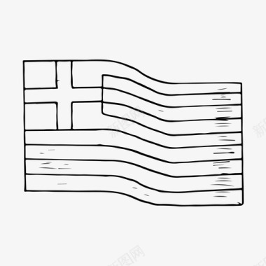 希腊国旗手绘素描图标图标