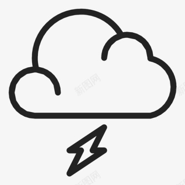 云和闪电暴风雨天气图标图标