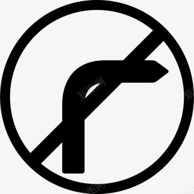 禁止右转弯道路口图标图标
