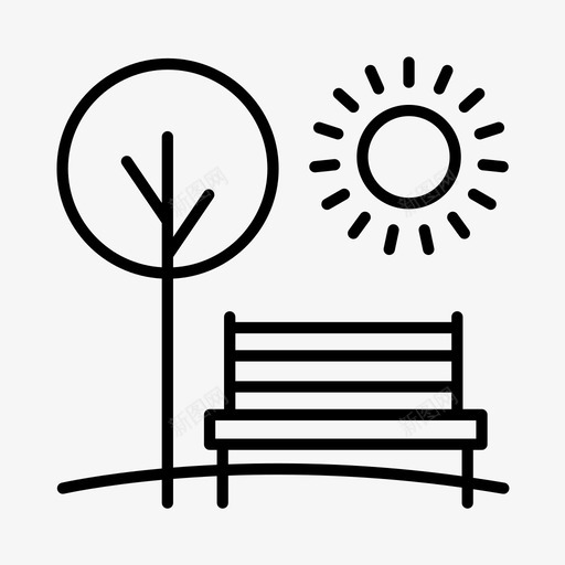 夏季长凳气候图标svg_新图网 https://ixintu.com 公园 夏季 季节 户外 气候 长凳