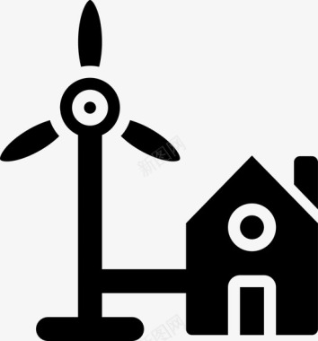 风力发电家庭未来技术图标图标