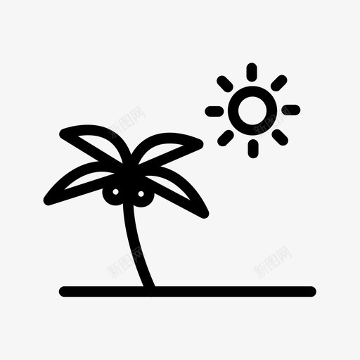 海滩假日炎热图标svg_新图网 https://ixintu.com 假日 假期 夏天 棕榈树 海滩 炎热