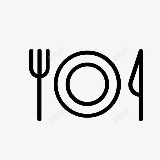 餐厅刀具晚餐图标svg_新图网 https://ixintu.com 刀具 叉子 晚餐 盘子 简单的线条图标 餐厅