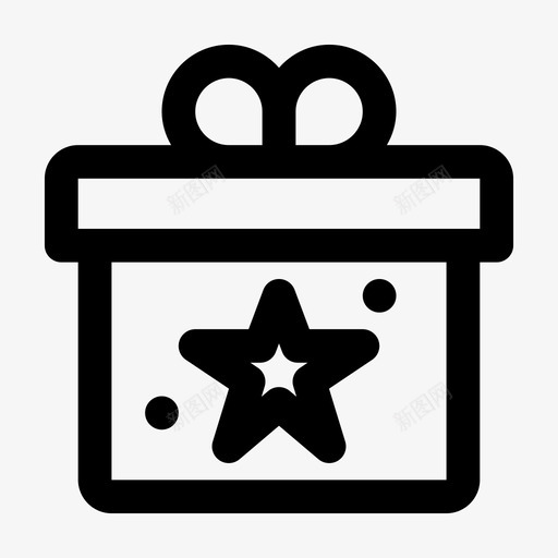 礼物盒子星星图标svg_新图网 https://ixintu.com jumpicon生日粗体线条 包装 星星 盒子 礼物