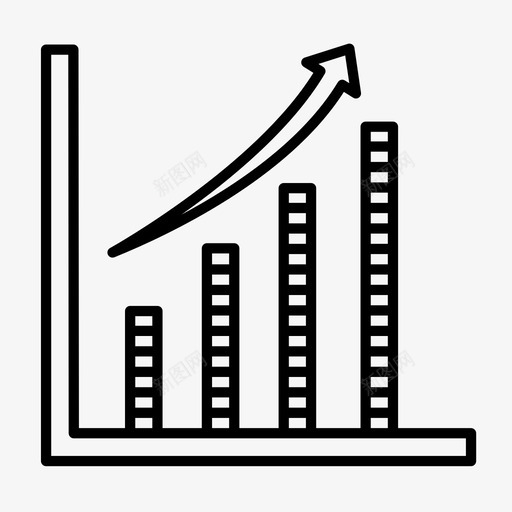 增长箭头条形图图标svg_新图网 https://ixintu.com 图表 图表和图表线图标 增加 增长 条形图 箭头 预测
