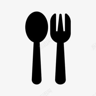 勺子和叉子餐具饮食图标图标