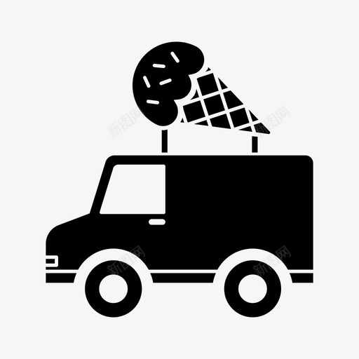 卡车送货食品图标svg_新图网 https://ixintu.com 冰淇淋 卡车 车辆 送货 零食 食品