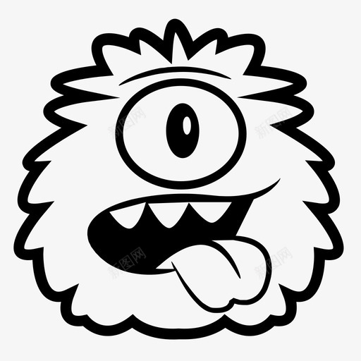 毛茸茸的头卡通头发图标svg_新图网 https://ixintu.com 一只眼睛 卡通 嘴巴 头发 毛茸茸的头