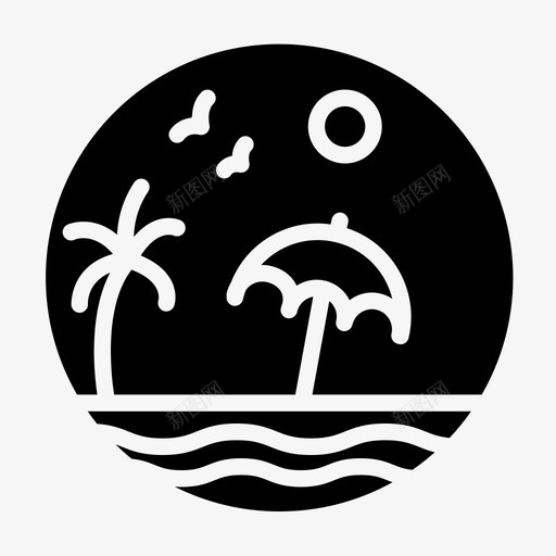 自然海滩棕榈树图标svg_新图网 https://ixintu.com 伞 棕榈树 海 海滩 自然 自然图标版本2字形