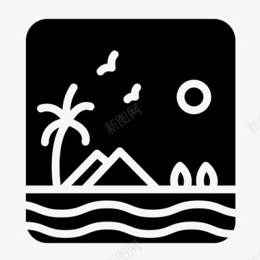 自然山棕榈树图标图标