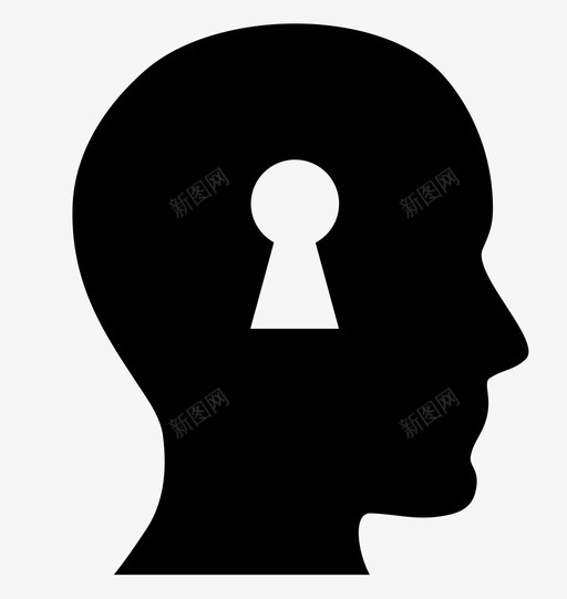 心灵锁孔密码头部图标svg_新图网 https://ixintu.com 保安 保险箱 头部 密码 心灵锁孔