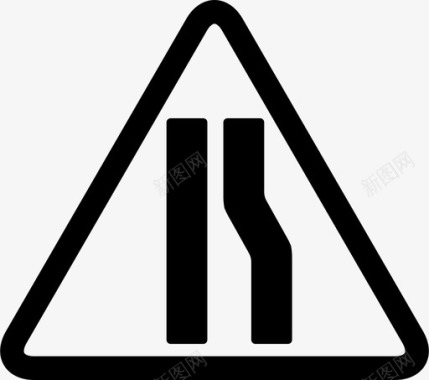 一车道变窄标志道路英国路标图标图标