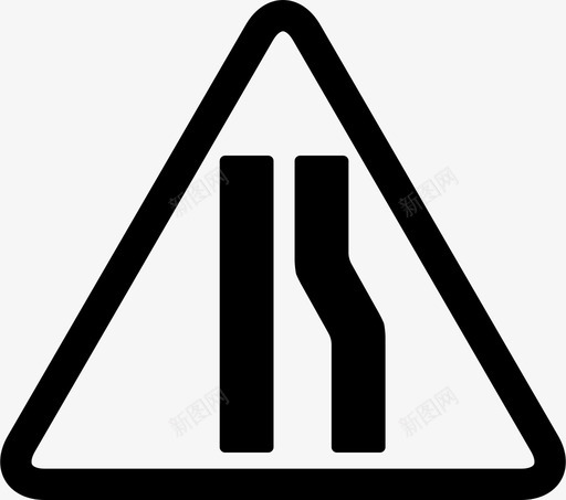 一车道变窄标志道路英国路标图标svg_新图网 https://ixintu.com 一车道变窄标志 英国路标 道路