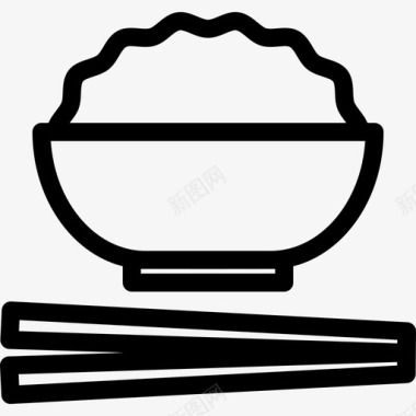 有饭和筷子的碗食物图标图标