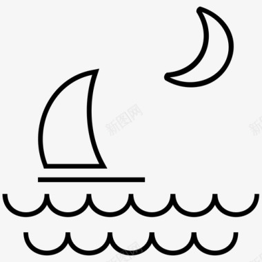 帆船渔夫海洋图标图标