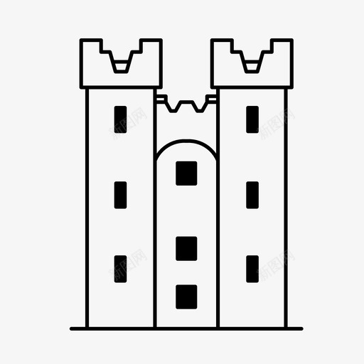 城堡要塞历史图标svg_新图网 https://ixintu.com 中世纪 历史 国王 城堡 要塞