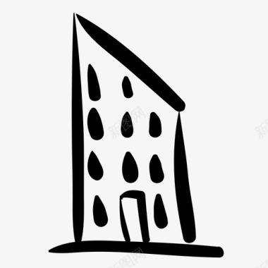 建筑公寓手绘图标图标