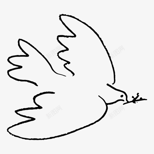 和平鸽子信使图标svg_新图网 https://ixintu.com 信使 和平 橄榄枝 毕加索 鸽子
