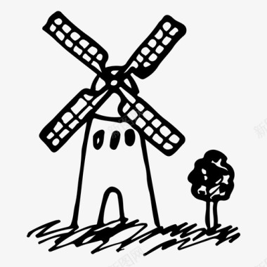风车农场手绘图标图标