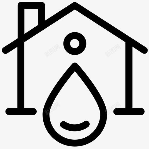 家里的水房子水管图标svg_新图网 https://ixintu.com 家里的水 房子 水管 水轮廓 用户界面