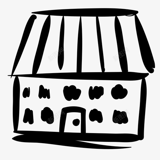 房屋建筑手绘图标svg_新图网 https://ixintu.com 建筑 房屋 手绘