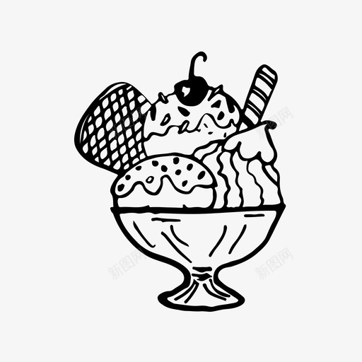 甜点食物手绘图标svg_新图网 https://ixintu.com 冰淇淋 手绘 甜品 甜点 食物