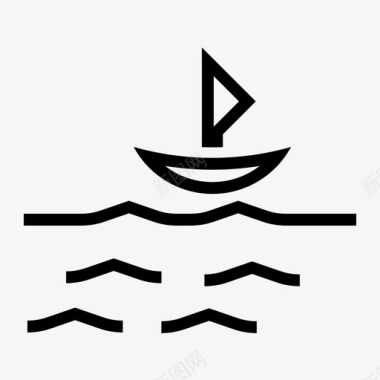 平静的海帆船平稳图标图标