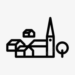 教堂小屋矢量图阿尔卑斯村奥地利教堂图标高清图片