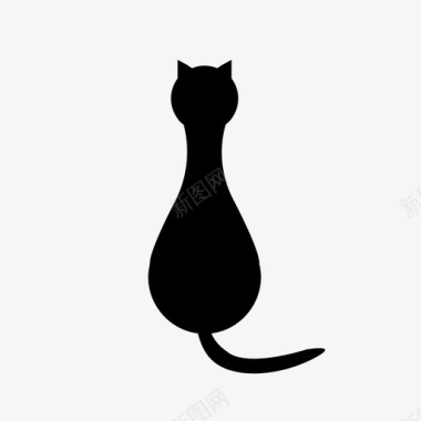 猫背面黑色图标图标