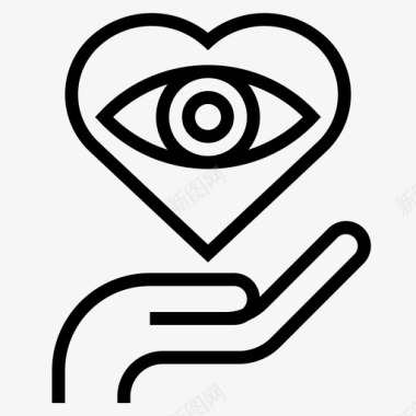 眼部护理手部心脏图标图标