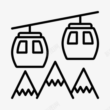 缆车探险阿尔卑斯山图标图标