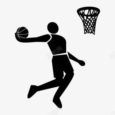 篮球运动员扣篮跳投图标图标