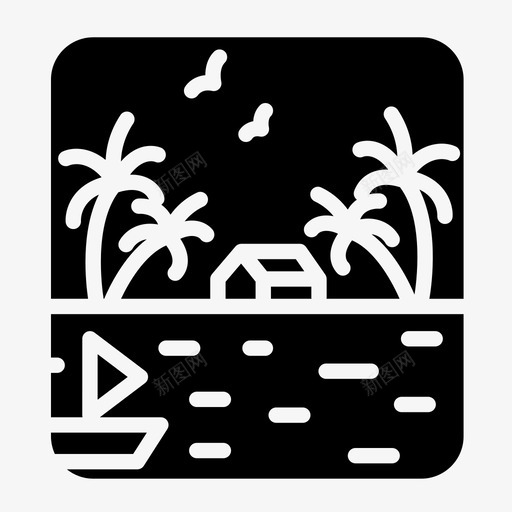 自然海滩船图标svg_新图网 https://ixintu.com 日出 棕榈树 海滩 自然 自然图标版本2字形 船