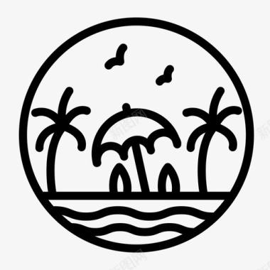 自然海滩棕榈树图标图标