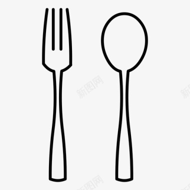 叉子和勺子吃食物图标图标