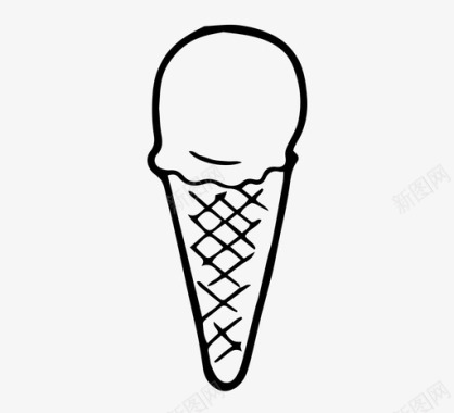 冰淇淋筒手绘图标图标